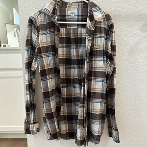 Croft & Barrow Brown and Cream Plaid Shirt